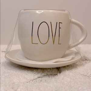 Rae Dunn LOVE Tea Cup and Saucer Set (2)